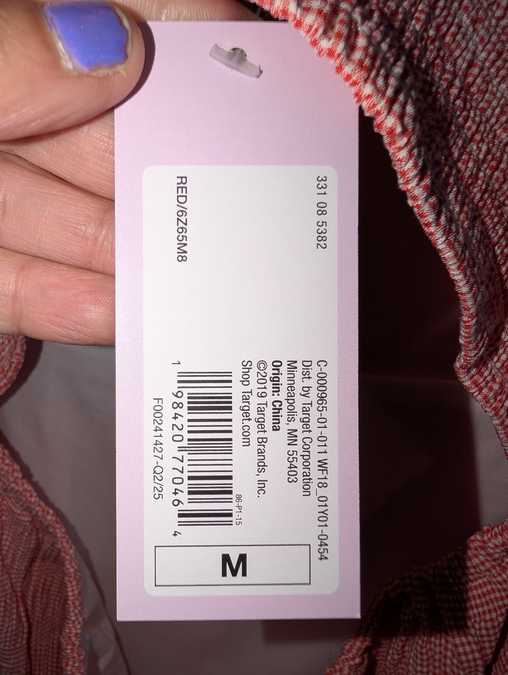 Wild Fable Smocked Cami Dress Ruffle Hem Red White Checkered Women's Medium NWT - Picture 6 of 6